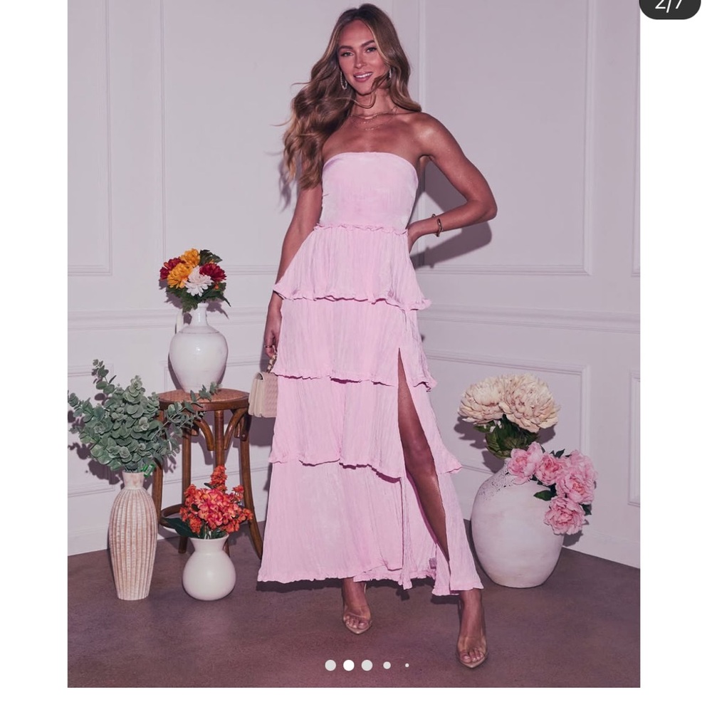 Vici Pink Tiered Maxi Dress